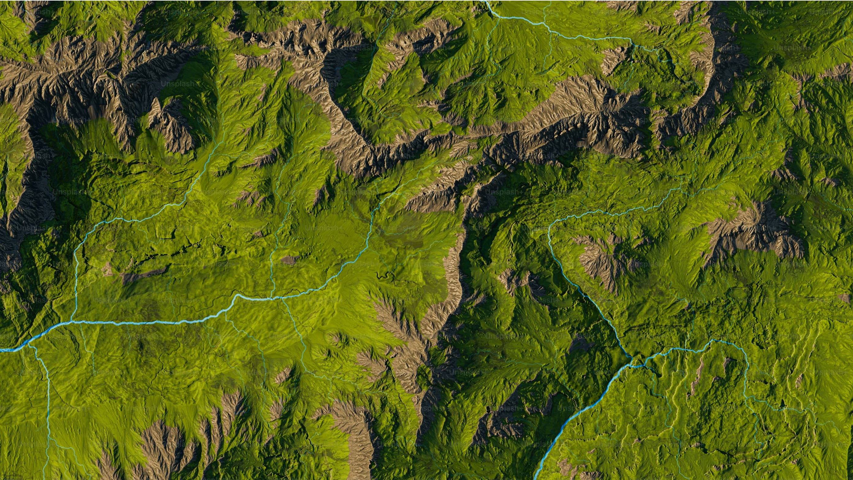 Aerial view of green mountainous landscape