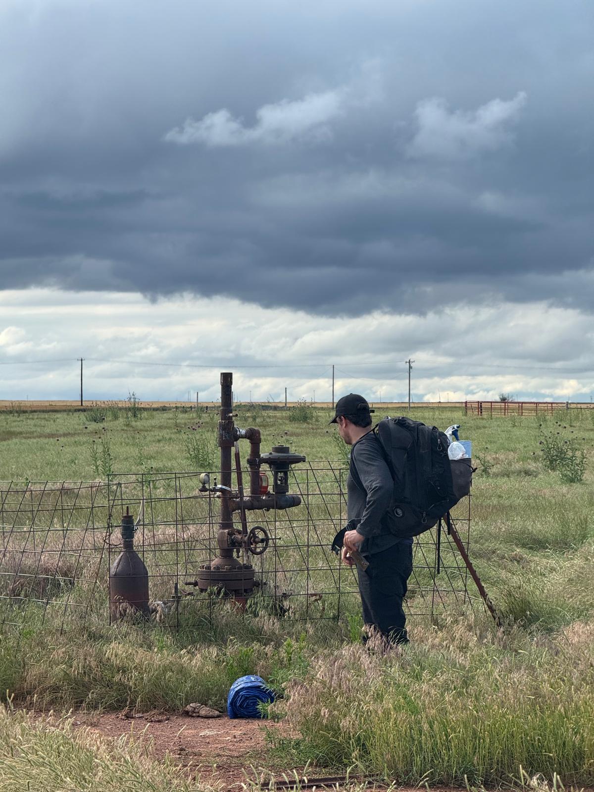 Methane testing equipment in the field